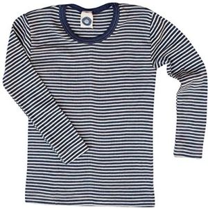 Cosilana, Kinderonderhemd met lange mouwen, 70% wol (kbT), 30% zijde, marine natuur gestreept, 116 cm