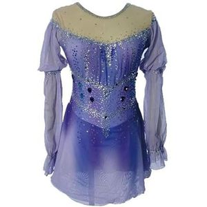 Nnnydjy Mode voor meisjes kunstschaatsjurken met kleurverloop Dames schaatswedstrijd kostuums Handgemaakte ritmische gymnastiek turnpakjes Hoge elasticiteit,Purper,11_13Years