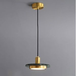 TONFON Creatieve Disc Messing Kroonluchter Moderne LED Marmeren Hanglamp met Acryl Paneel Schaduw, Ronde Eenvoudige Plafondlamp Armatuur for Keuken Eiland Woonkamer Slaapkamer Nachtkastje Eetkamer Hal