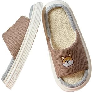 SHBHWS Stof Thuis Slippers Vrouwen Slippers Vrouwelijke Leuke Paar Thuis Katoen Linnen Slippers Schoenen Vrouwen Gepersonaliseerd voor Hotel en Reizen, donkerbruin, 38/39 EU