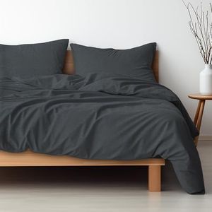 Hausfelder - Dekbedovertrek - Antraciet - 200 x 200 cm - Ademend Microvezel - Oeko-Tex-gecertificeerd