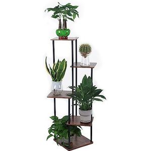 Welherkom Plantenstandaard voor binnen, 5 niveaus, metalen bloemenplank, bloempothouder, hoog voor woonkamer, balkon, terras, tuin, slaapkamer