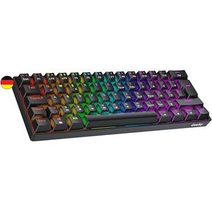 Geeky GK61 60% | Hot Swappable Mechanisch Gaming Toetsenbord | 62 Toetsen Multi Kleur RGB LED Achtergrondverlichting voor PC/Mac Gamer | ISO DE Qwertz Duitse Indeling (Zwart, Mechanical Brown)