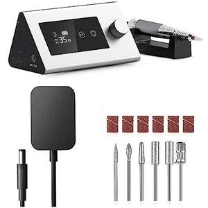 Nagelvijl elektrisch, 35000 rpm elektrische nagelboormachine, schuurmachine nagel elektrische manicureboor for nagelgereedschap, aanraakscherm manicuremachine ontworpen for salons gezinnen(White)