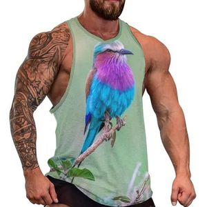 Leuke Lila-breasted Roller Heren Tank Top Grafische Mouwloze Bodybuilding Tees Casual Strand T-Shirt Grappige Gym Spier