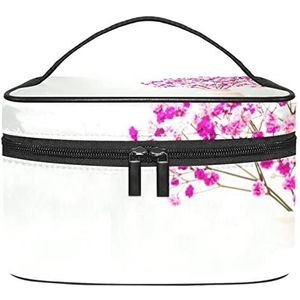 Make-up Organizer Bag, Reizen Make-up Tas Organizer Case Draagbare Cosmetische Tas voor Vrouwen en Meisjes Toiletartikelen Roze Baby's Adem Bloemen in Witte Fles, Meerkleurig, 22.5x15x13.8cm/8.9x5.9x5.4in