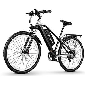 Shengmilo M50 Elektrische fiets, 27,5 inch, 250 W, 36 V, achtermotor, elektrische mountainbike, koolstofvezelfram (zwart-1)