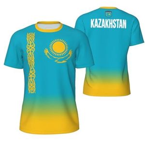 Sport Mesh T-Shirt Kazachstan Vlag voor Running Bike Voetbal Tennis Voetbal Fitness Tees 3D Gedrukt, Meerkleurig, M