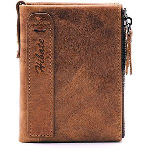 Hibate leren herenportemonnee, RFID-bescherming, herenportemonnee, portemonnee met muntvak, kaartenetui, portefeuille, bruin, One Size, Portemonnee