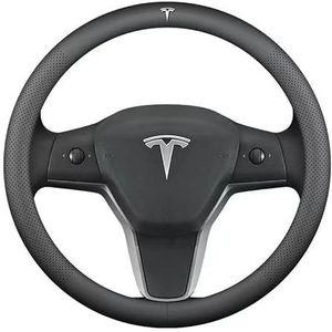 Auto Stuurhoes voor Tesla Model 3 2020 2021 2022 2023, Leer Stuurhoezen Wielhoes Auto Stuurwiel Hoes Afdekking Stuurbescherming Auto Accessoires