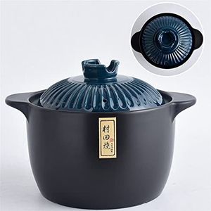 Keramische kookpot, aardewerk pot, Japanse Donabe, Clay Pot koken, braadpan, aarden pot kookgerei Stoofpot soeppan met deksel (Blanco : Azul, Size : 4.5L)