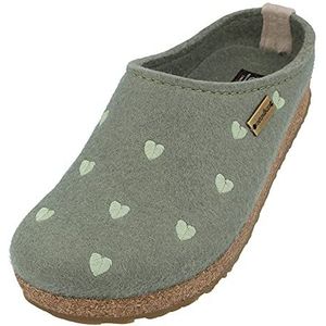 Haflinger pantoffels dames Grizzly Cuoricino 741031, grootte:41, kleur:Groen
