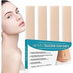 Scar Away Siliconen Littekenvellen | Professionele beschermende siliconen littekenvellen - Pak van 4 STUKS Flexibele Geurloze Littekenstrips voor Letsel, Brandwonden, Striae, C-Sectie Littekens