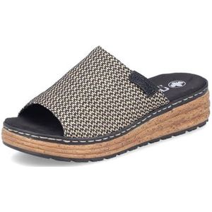 Rieker - 62768 - Damesslippers - Multi - Textiel - Sleehak 4,4 cm