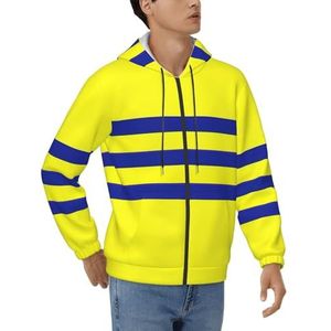PPHGUT Geel En Blauwe Strepen Print Mannen Hoodie Pullover Sportkleding Voor Casual Werk Weekend Boodschappen Reizen Thuis Wear, Zwart, S