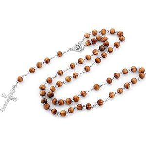 Nieuwe Houten Kralen Rozenkrans Ketting Kruis Jezus Hanger voor Mannen Vrouw Christelijke Religieuze Kettingen Mannelijke Sieraden