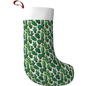 WOmeng Groene Cactus Print Meisjes En Jongens Kerst Kous Sneeuwpop Kerstman Kerstboom Home Decor Party Sok