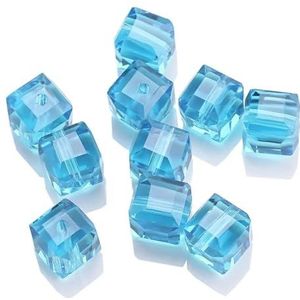 2/3/4/6/8/10MM n Glazen Vierkante Kralen Blauwe Losse Spacer Kubus Kralen Kristal Voor DIY Maken Sieraden Handwerk Accessoires-meerblauw-8mm 45st
