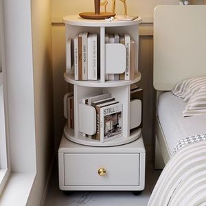 Draaiende boekenkast, draaibare plank, draaiboekenkast 360, boekenplank van massief hout, geschikt voor kleine ruimtes, gebruikt in kantoren, studeerkamers, slaapkamers (kraag