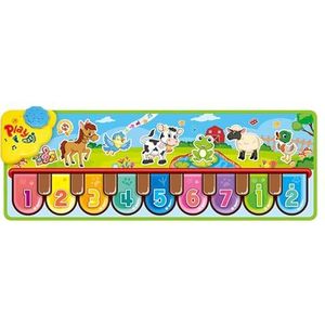 Muzikale pianomat voor kinderen, vloermat met dierengeluiden, 84 x 28 cm dierengeluiden, touch-dansmat, dierengeluiden, verstelbaar volume, antislip, voor kinderen