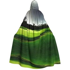 FRGMNT Groene golfbaan print mannen Hooded Mantel, Volwassen Cosplay Mantel Kostuum, Cape Halloween Dress Up, Hooded Uniform