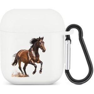 Running Hourse Leuke Case voor AirPods 2&1 Schokbestendige Beschermende Hoofdtelefoon Gevallen Cover Met Sleutelhanger Voor Mannen Vrouwen