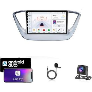 Android 13 Dubbel Din Auto Stereo Touchscreen Auto Stereo Voor Hyundai Solaris 2 2017-2018 Met Bluetooth GPS Navigatie WiFi FM Radio USB/SWC/Plug en Play Ondersteuning Carplay&Android Auto(4 Core Wifi
