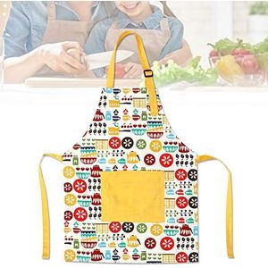 Cafopgrill Verdikte Katoenen Gewatteerde Schort, kinderen Pocket Schort Ouder-kind Schort voor Keuken Restaurant Koffiehuis Tekening 50x40cm