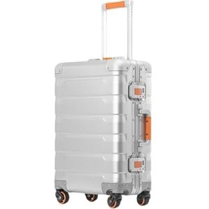 Lichtgewicht Koffer Reiskoffer Schraaptextuur Cabinebagage Verdikte Aluminium Koffer Koffer Bagage (Color : 20in, Size : Silver-)
