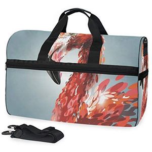 Sport Zwemmen Gymtas met Schoenen Printing Art Flamingo Compartiment Weekender Duffel Reistassen Handtas voor Vrouwen Meisjes Mannen