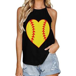 Liefde Honkbal Hart Zomer Mode Tank Tops Vrouwen Casual Mouwloos T-shirt Ronde Hals Vest S