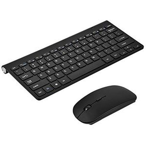 Draadloos toetsenbord, slanke, 2,4 GHz-kit voor draadloos toetsenbord en muis voor desktop-laptop voor computer/desktop/pc/laptop/oppervlak/Smart TV en voor 10/8/7 /voor Vista/XP (zwart)