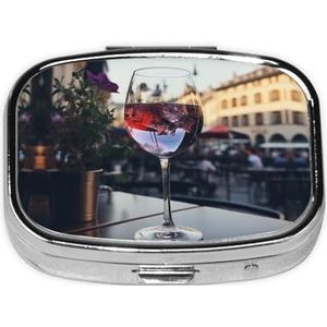 YoupO Pillendoos, Snap Shut Deksels Reizen Pillendoos, Draagbare Lange Termijn Opslag Pil Organizer voor het Dragen in Zakken, Portefeuille, Reizen, Werken (Wijnglas), Zwart