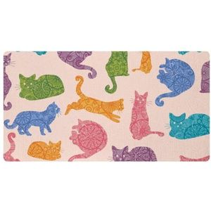 VAPOKF Kleurrijke katten van hipple mandala patroon keuken mat, antislip wasbaar keuken vloer tapijt, absorberende keuken mat loper tapijt voor keuken, hal, wasruimte