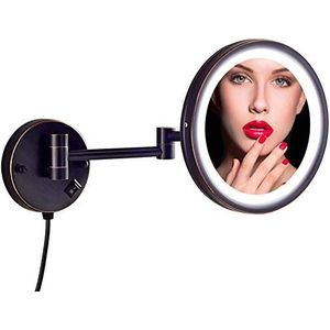 EEBRIKNQ Make-upspiegel voor wandmontage, 10 stuks, ronde make-upspiegel, draagbaar, 180 graden draaibaar, voor make-up, scheren, gezichtsverzorging (Noir)