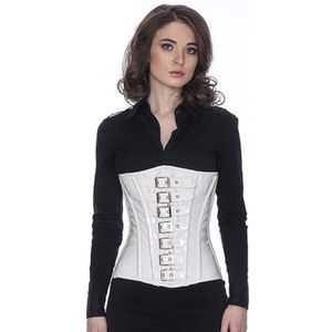 Lak corset wit onderborst met gespen Korset pc76