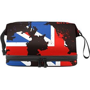 Multifunctionele opslag reizen cosmetische tas met handvat, Engeland vlag, grote capaciteit reizen cosmetische tas, Meerkleurig, 27x15x14 cm/10.6x5.9x5.5 in