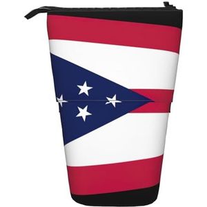Evengigy Ohio staat vlag print schattig etui met ritssluiting verstelbare standaard potlood houder grappige make-up tas, Zwart, Eén maat, Tas Organizer