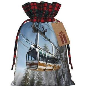 Winter Cable Ski Lift Herbruikbare Gift Bag - Trekkoord Kerst Gift Bag, Perfect Voor Feestelijke Seizoenen, Kunst & Craft Tas