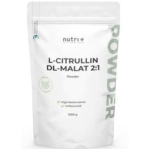 Nutri + L-Citrulline Malaat Poeder 1 kg - hooggedoseerd veganistisch + puur - L-Citrulline Malaat DL 2:1 1000 g - premium kwaliteit van plantaardige fermentatie