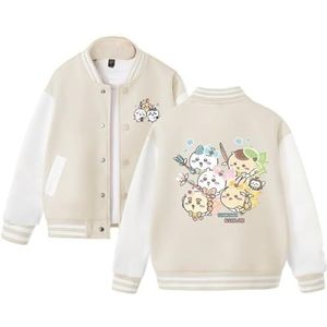 MAOXITCATY Schattige meisjesjas Schoolteamjas Baseball-stijl Streetwear Anime-gedrukte bomberjas (Unisex voor jongens en meisjes),Beige,100cm