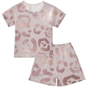 YOUJUNER Kinderpyjama set roze luipaardprint T-shirt met korte mouwen zomer nachtkleding pyjama lounge wear nachtkleding voor jongens meisjes kinderen, Meerkleurig, 6 jaar