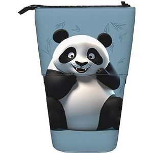 RLDOBOFE Grappige panda print Potlood Tas Stand-Up Intrekbare Potlood Doos Organizer Pen Houder Opbergtas Cosmetische Tas Voor Office Kerst Vakantie Gift, Zwart, Eén maat