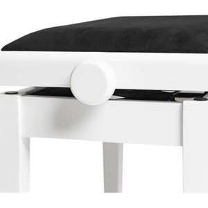Stagg PBH 390 WHM VBK pianobank hydraulisch wit mat met zwarte, vuurvaste fluwelen bol