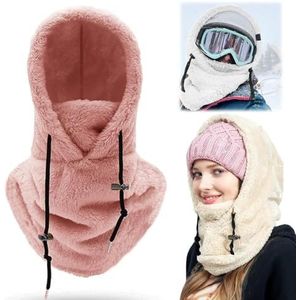 Gezichtsmasker Sherpa Hood, universele windbestendige winter Sherpa skikap, bivakmuts skimasker, windbestendige winter for dames en heren (Color : Pink, Size : One Size)