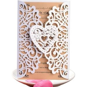 Bruiloft uitnodigingen kaart bruiloft uitnodiging kaart shell laser gesneden holle Valentijnsdag wenskaart vakantie feest bruiloft benodigdheden decoratie voor bruiloft (kleur: wit, maat: 20 stuks)