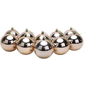 Toyland® 10 extra grote kerstballen in kleur van 100 mm - kerstboomversieringen (rosegoud)