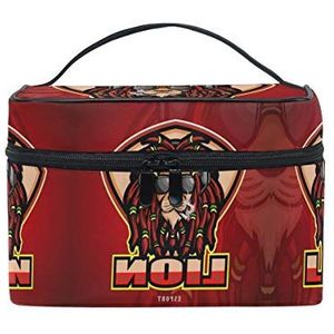 Rode rook leeuw hoofd cosmetische tas organizer rits make-up tassen zakje toilettas voor meisjes vrouwen