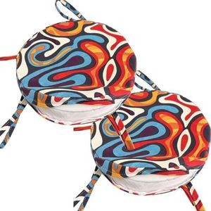 Ronde stoelkussens 10/12/14/16 inch met 4 banden Zachte ronde memory foam barkruk zitkussen for kantoor buiten keuken eetkamer auto patio, stoelkussens(1,35cm/14in)