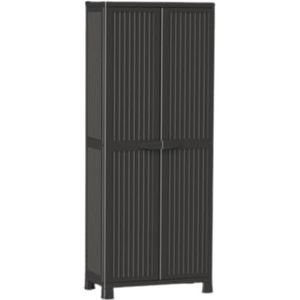 opbergkasten met deuren, opbergkasten, opbergkasten binnen, kunststof kast, elegante zwarte kleurzwart, 68 x 39 x 171 cm, incl. 3 legplanken met elk 20 kg draagkracht (Black)